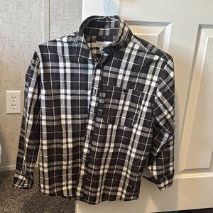 Stylish Black and White Plaid Kids Button Down Shirt